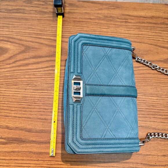 Rebecca Minkoff Love Quilted Suede Crossbody Bag Light Blue NWT - Picture 15 of 16